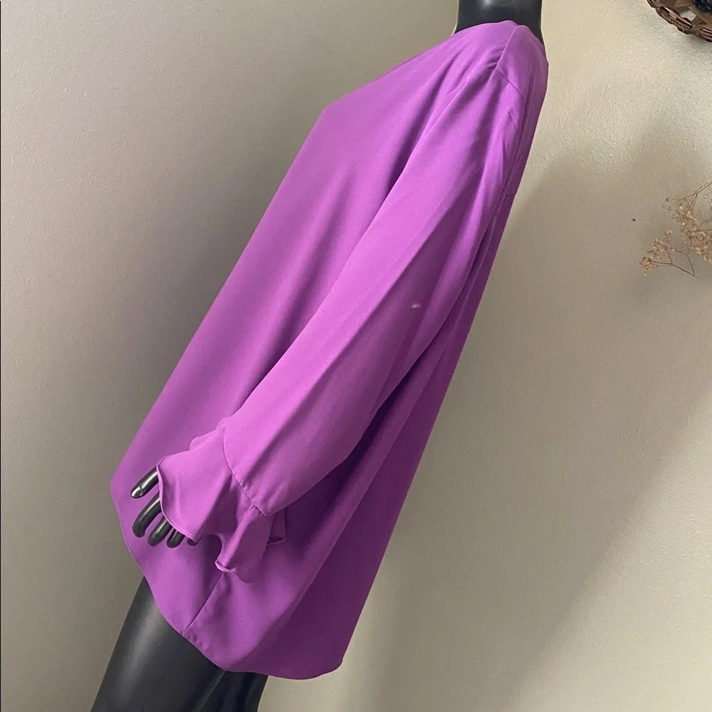 CALEESA Beautiful Elegant Purple Blouse with Ruffled Sleeves - Picture 5 of 10